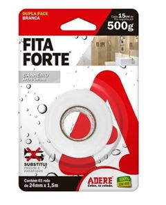 ADERE FITA DUPLA FACE ESPUMA  BRANCA  FORTE AREAS UMIDAS   24MMX1,5M