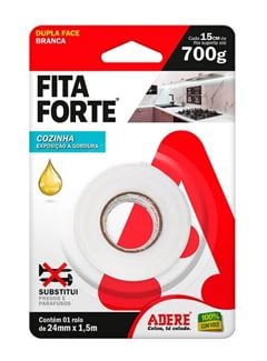 ADERE FITA DUPLA FACE ESPUMA  BRANCA  FORTE AREAS GORDUROSAS 24X1,5M