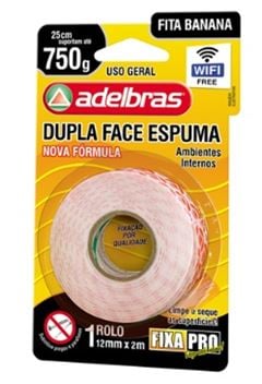 ADELBRAS FITA DUPLA FACE BANANINHA ESPUMA FIXA PRO 941- 19MM X 2M BLISTER