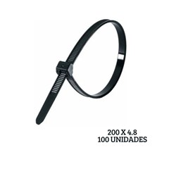 BD.ABRACADEIRA NYLON 200X4.8 MM PRETA C 100