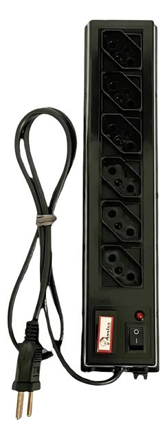 FILTRO DE LINHA CHASSIS  3 METROS PRETO 6 TOMADAS 10A   ANNLUX