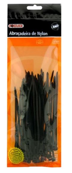 ABRACADEIRAS NYLON 200X3.5 PRETA C/100 FOXLUX
