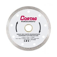 DISCO DE CORTE DIAMANTADO TURBO PORCELANATO 110 MM - CORTAG
