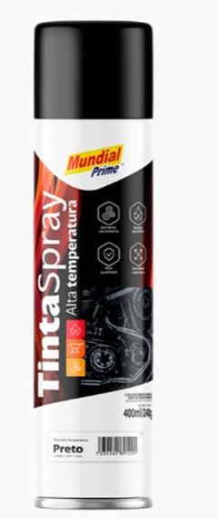 TINTA SPRAY 400ML MUNDIAL PRIME A TEMP PRETO FOSCO AEROFLEX