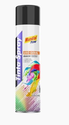TINTA SPRAY 400ML MUNDIAL PRIME UG PRETO FOSCO AEROFLEX