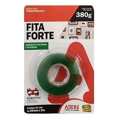FITA FORTE DUPLA FACE MASSA ACRILICA TRANSP. ADERE 09MMX02M ADERE