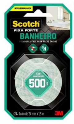 FITA DUPLA FACE FIXA FORTE AREAS UMIDAS 24MMX1,5M 3M