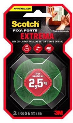 FITA DUPLA FACE FIXA FORTE 12MMX2M 3M