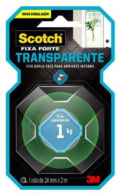 FITA DUPLA FACE FIXA FORTE TRANSP. 24MM X 2M 3M