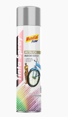 TINTA SPRAY 400ML MUNDIAL PRIME METALICA PRATA  AEROFLEX