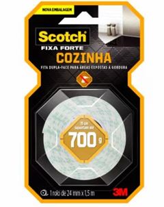 FITA DUPLA FACE FIXA FORTE COZINHA 24MMX1.5M 3M